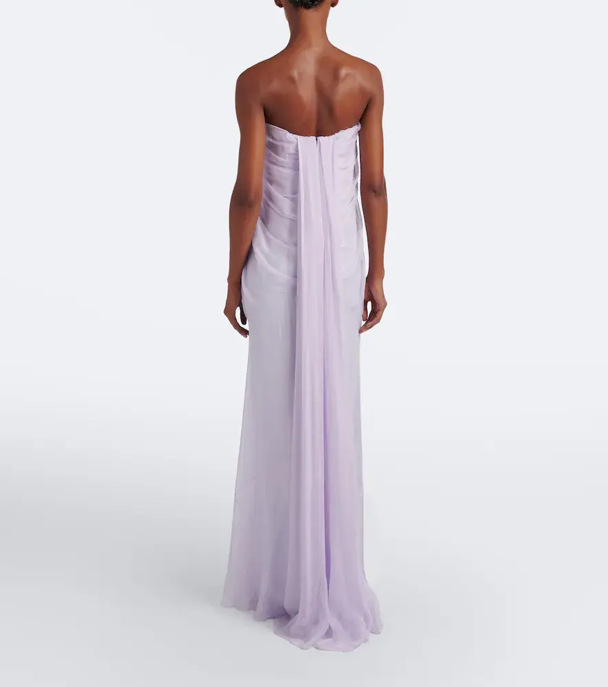 Alexander McQueen Draped silk chiffon bustier gown | Thumbnail 4 Alexander McQueen Draped silk chiffon bustier gown | Thumbnail 4