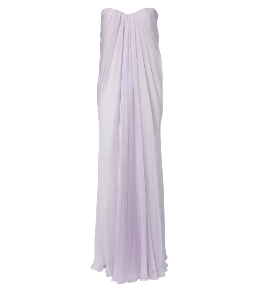 Alexander McQueen Draped silk chiffon bustier gown
