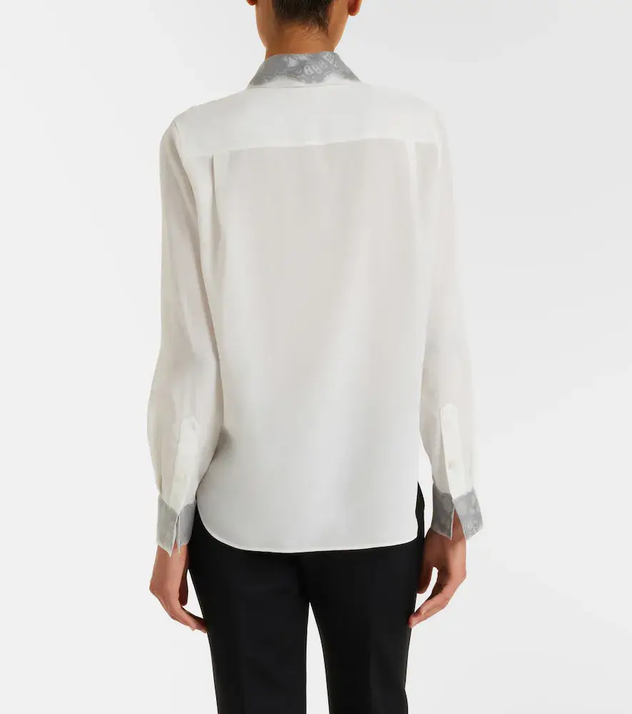 Alexander McQueen Lace-trimmed silk crêpe de chine shirt | Thumbnail 2 Alexander McQueen Lace-trimmed silk crêpe de chine shirt | Thumbnail 2
