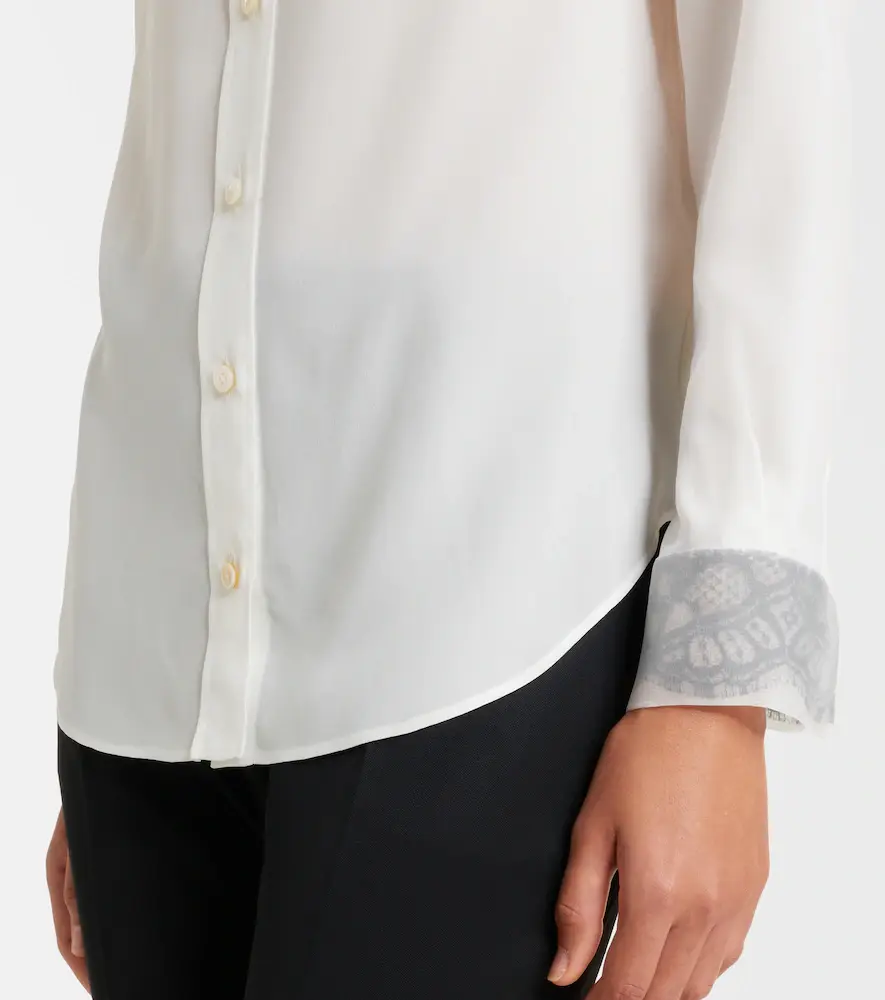 Alexander McQueen Lace-trimmed silk crêpe de chine shirt | Thumbnail 5 Alexander McQueen Lace-trimmed silk crêpe de chine shirt | Thumbnail 5
