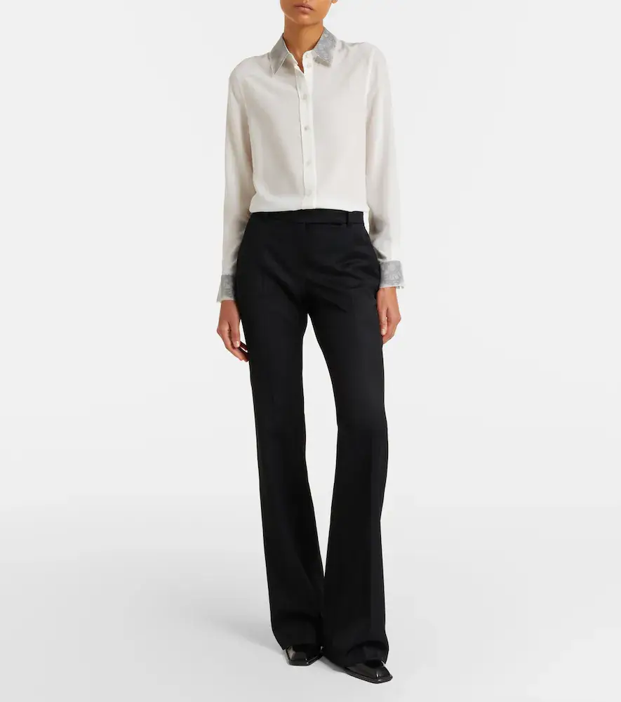 Alexander McQueen Lace-trimmed silk crêpe de chine shirt | Thumbnail 6 Alexander McQueen Lace-trimmed silk crêpe de chine shirt | Thumbnail 6