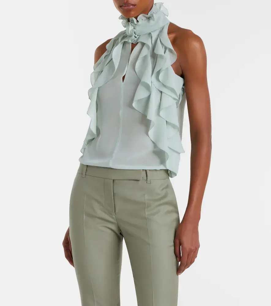 Alexander McQueen Ruffled silk chiffon top | Thumbnail 3