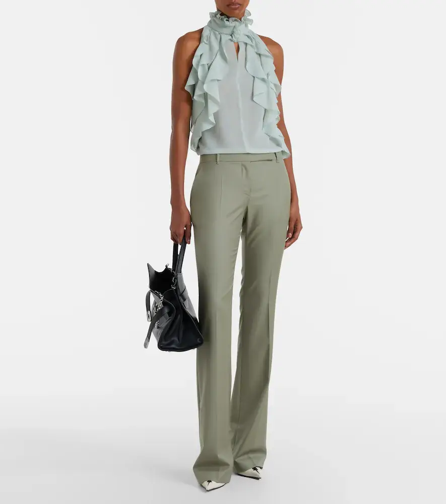 Alexander McQueen Ruffled silk chiffon top | Thumbnail 4