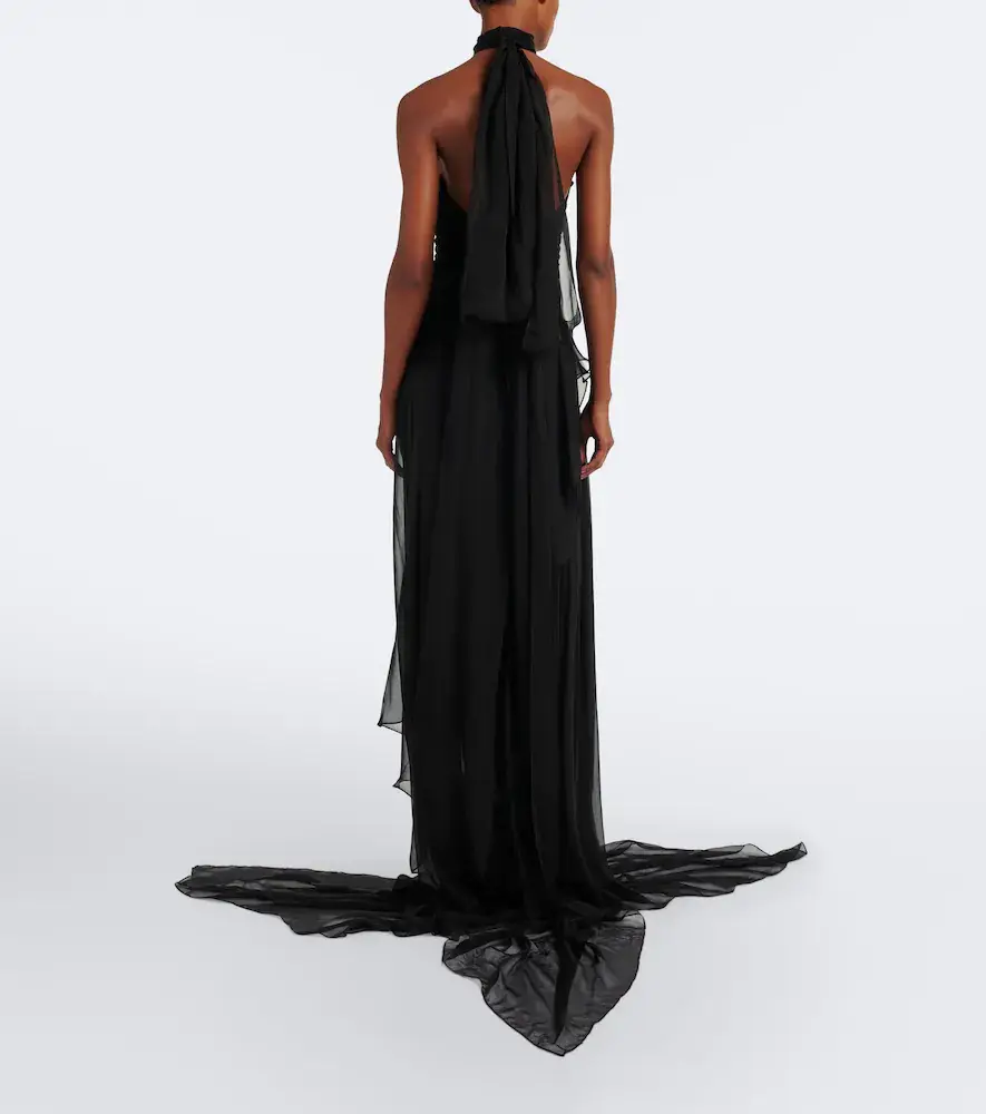 Alexander McQueen Halterneck silk georgette bustier gown | Thumbnail 4 Alexander McQueen Halterneck silk georgette bustier gown | Thumbnail 4