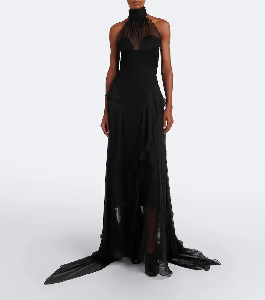 Alexander McQueen Halterneck silk georgette bustier gown | Thumbnail 5 Alexander McQueen Halterneck silk georgette bustier gown | Thumbnail 5