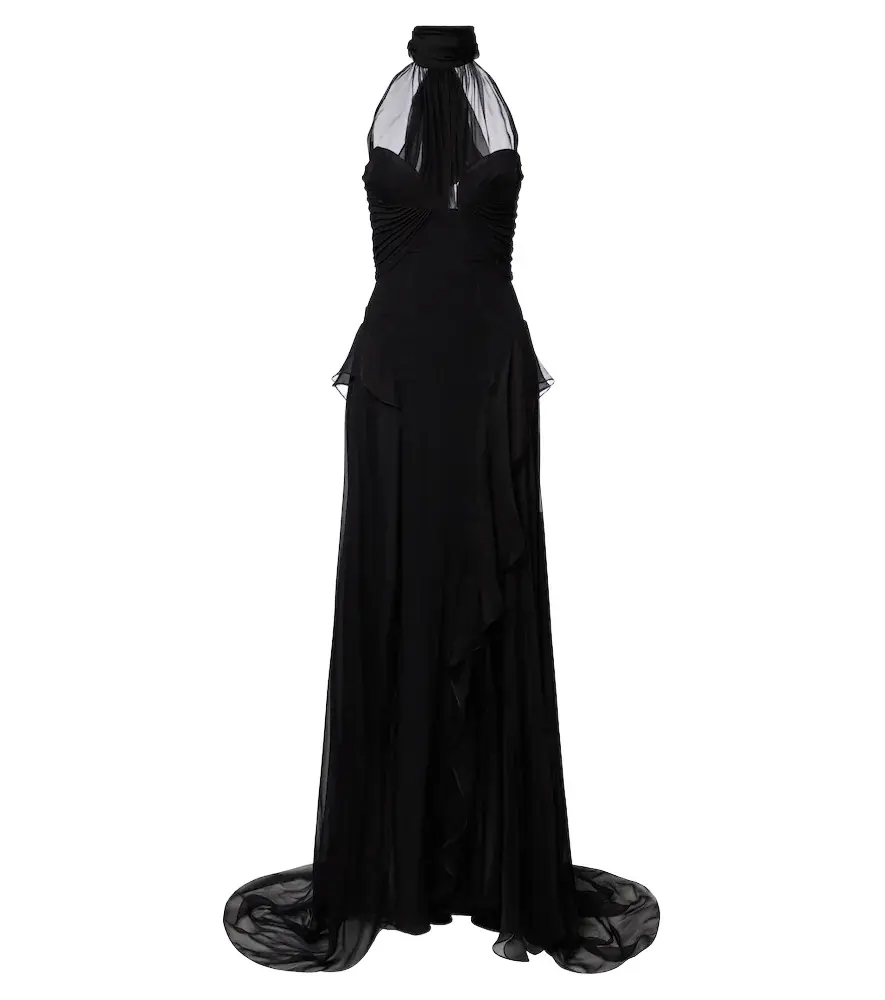 Alexander McQueen Halterneck silk georgette bustier gown