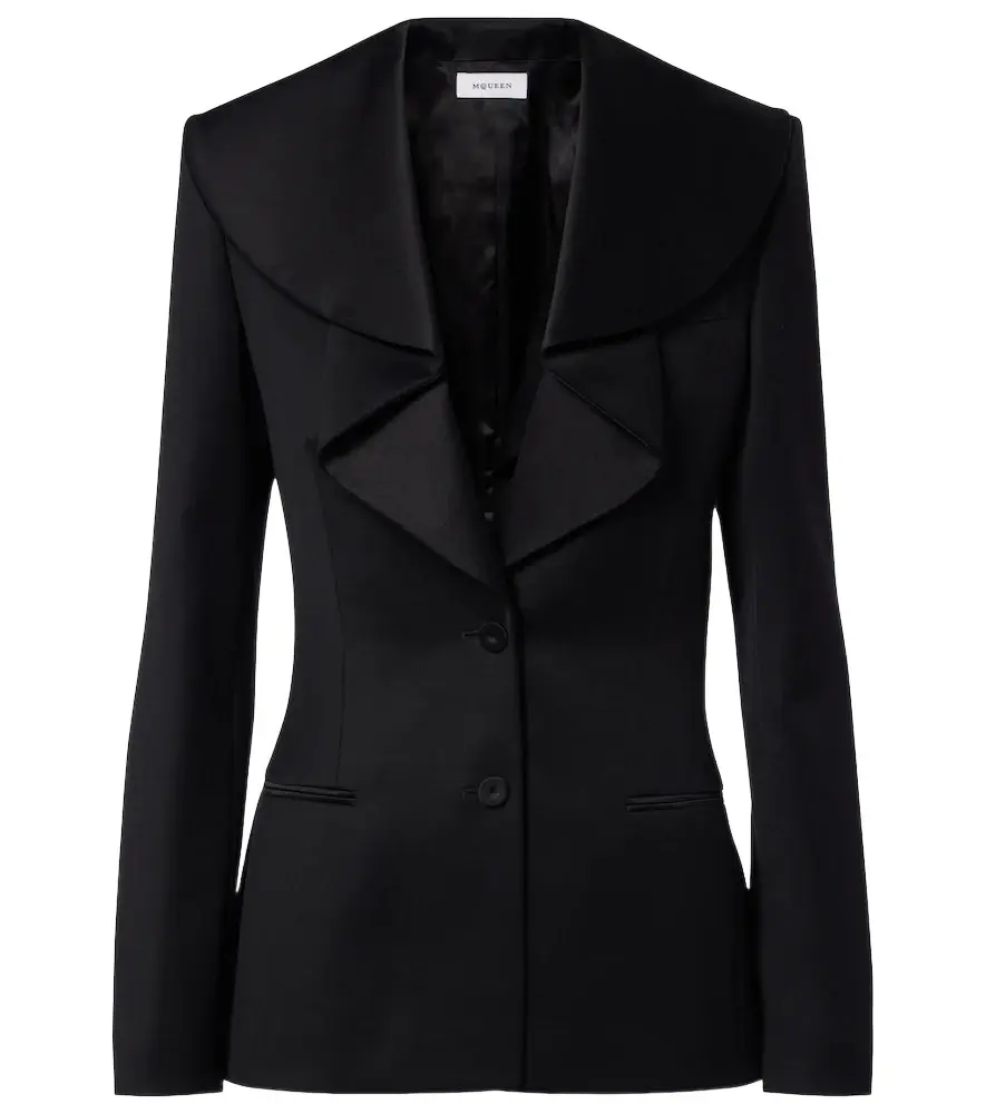 Alexander McQueen Satin-trimmed wool barathea blazer