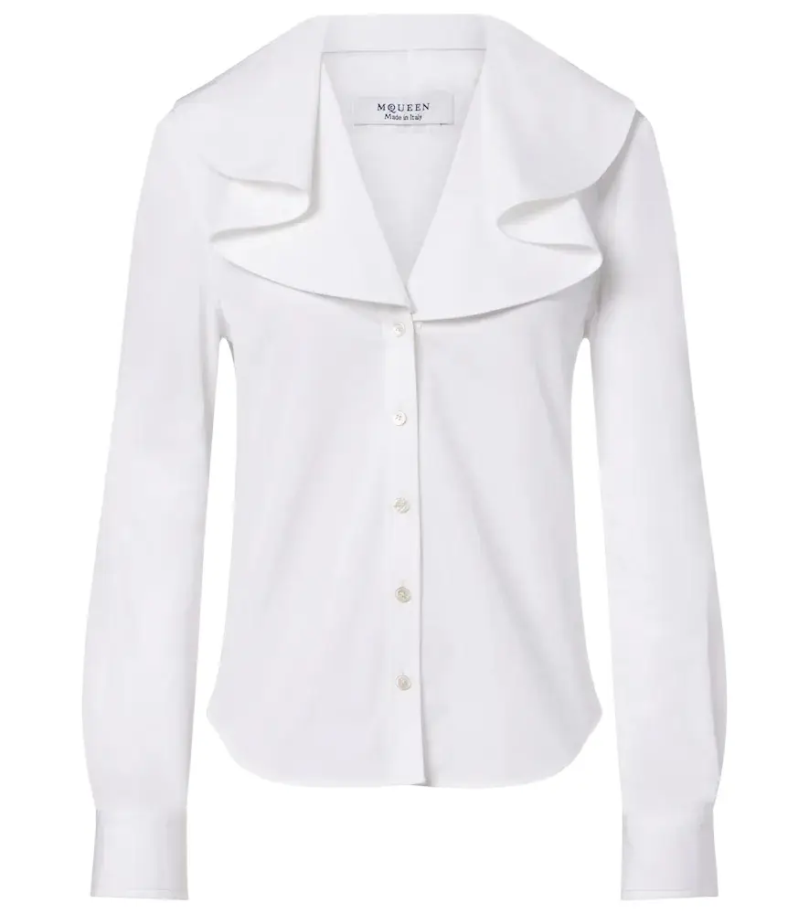 Alexander McQueen Draped cotton poplin shirt