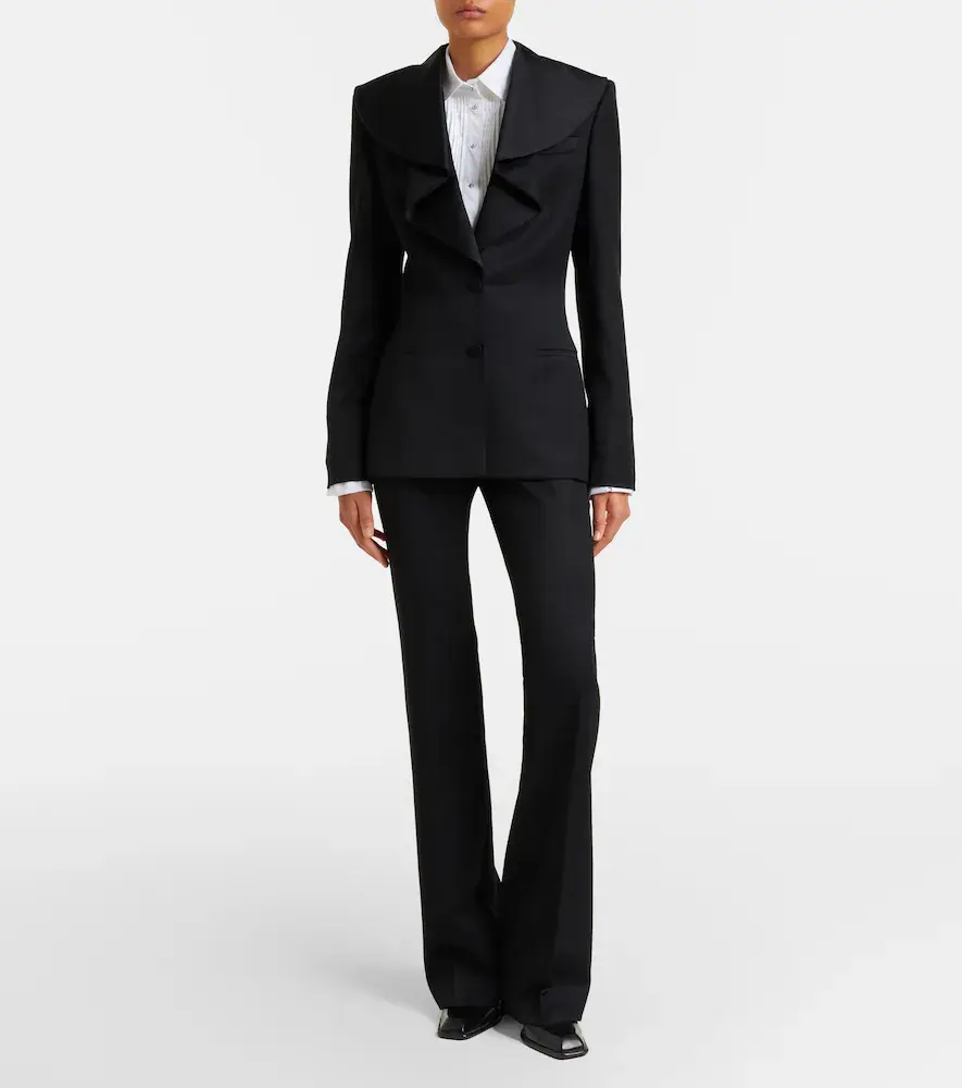 Alexander McQueen Plissé striped cotton tuxedo shirt | Thumbnail 3