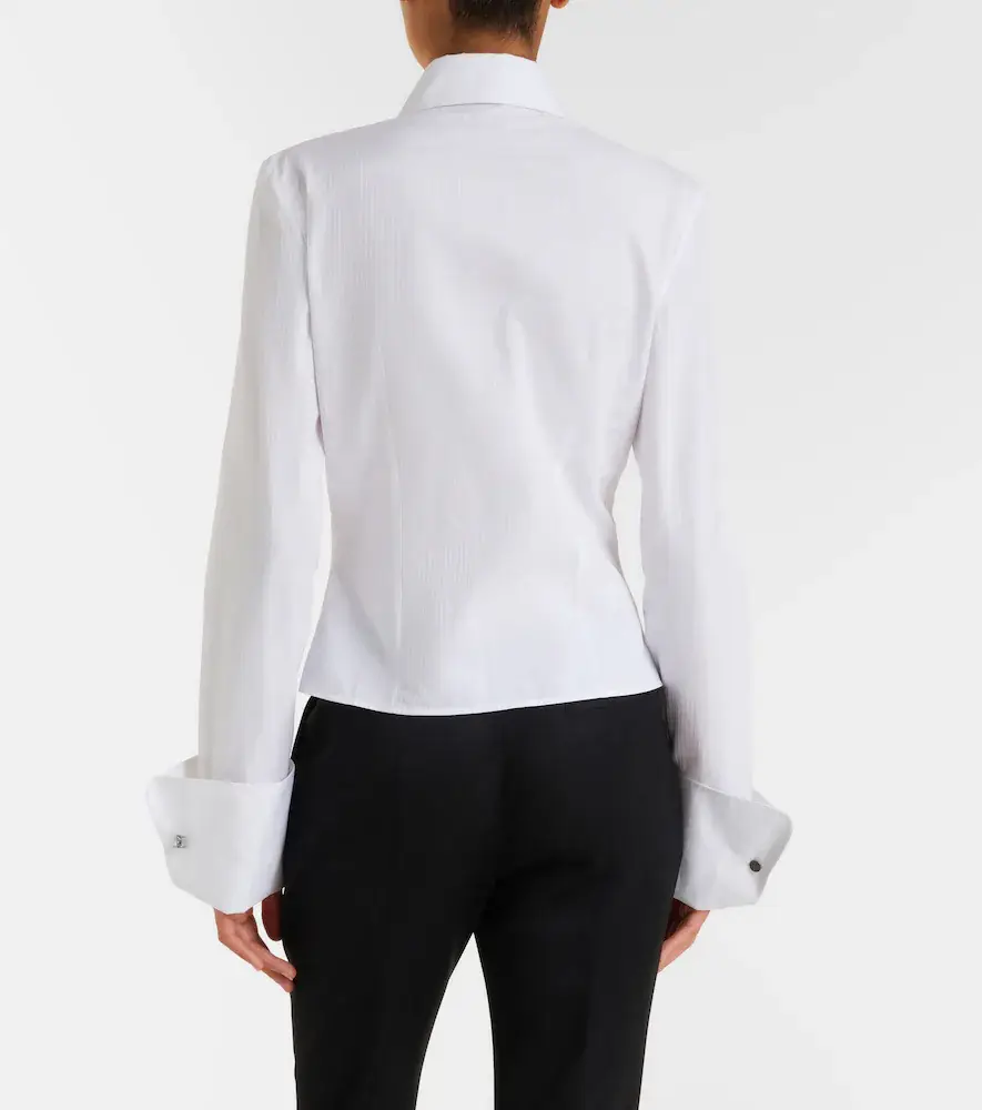 Alexander McQueen Plissé striped cotton tuxedo shirt | Thumbnail 5