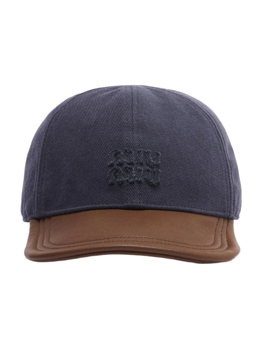 Miu Miu Leather-trimmed drill baseball cap