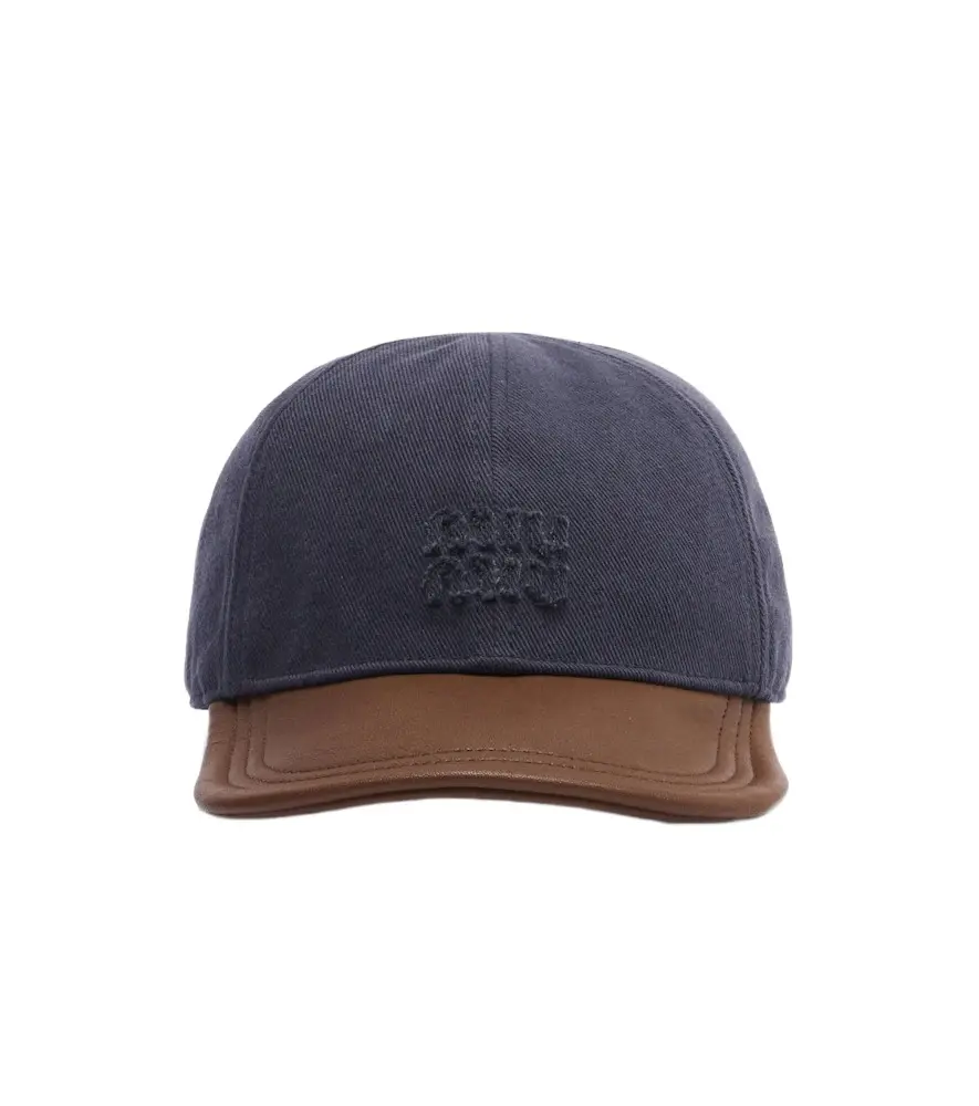 Miu Miu Leather-trimmed drill baseball cap | Image 1 Miu Miu Leather-trimmed drill baseball cap | Image 1