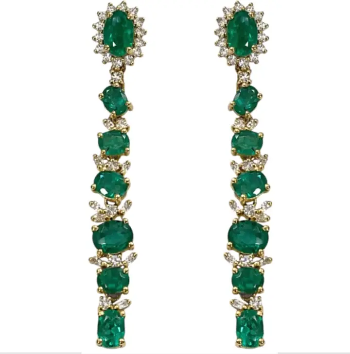 Wish Fine Jewelry 3.44ct Emerald Diamond 18K Gold Linear Cascade Earrings | Image 1 Wish Fine Jewelry 3.44ct Emerald Diamond 18K Gold Linear Cascade Earrings | Image 1