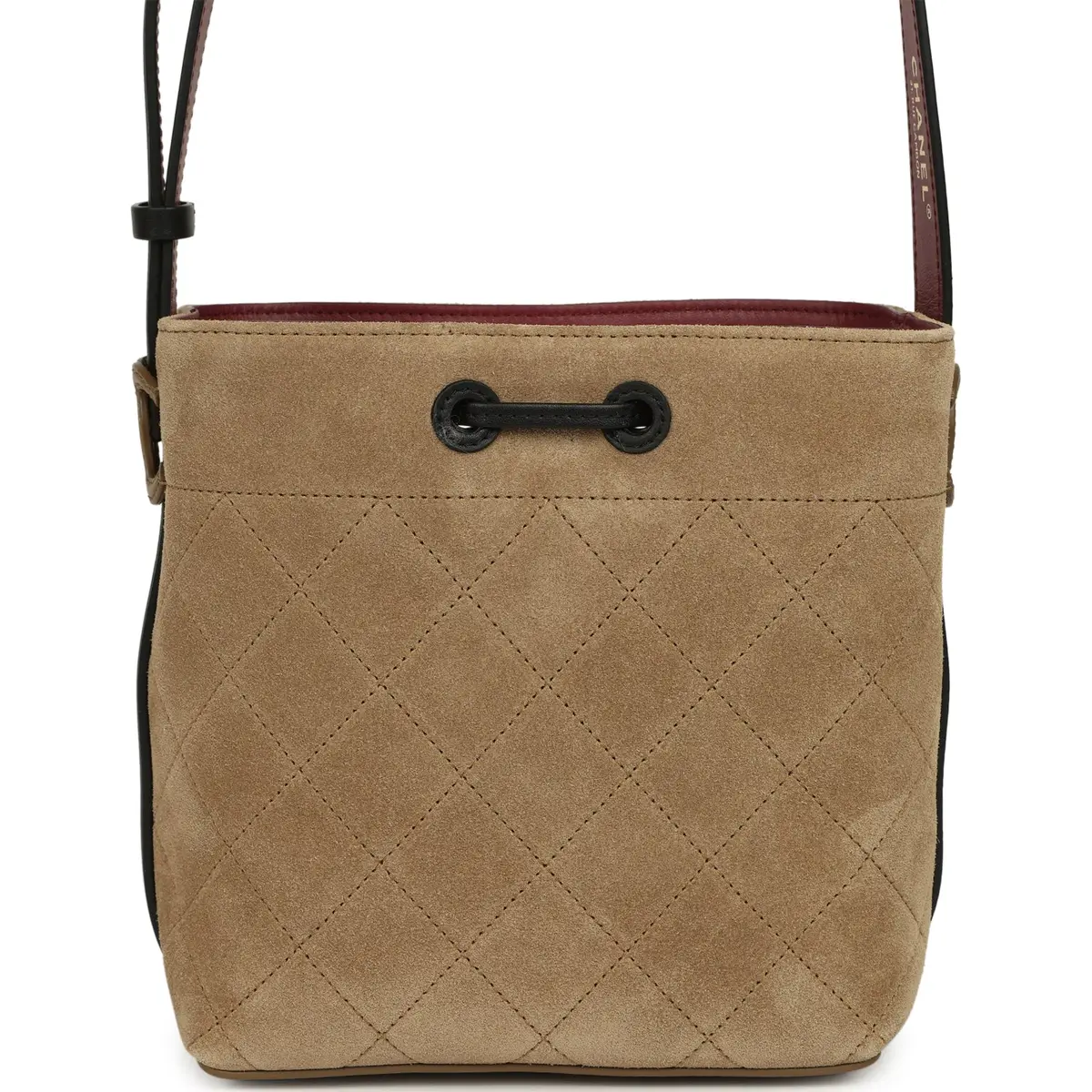 Chanel Chanel "CC Loop" Bucket Bag with Leather Strap Dark Beige Suede, Black Leather Gold Hardware | Thumbnail 4