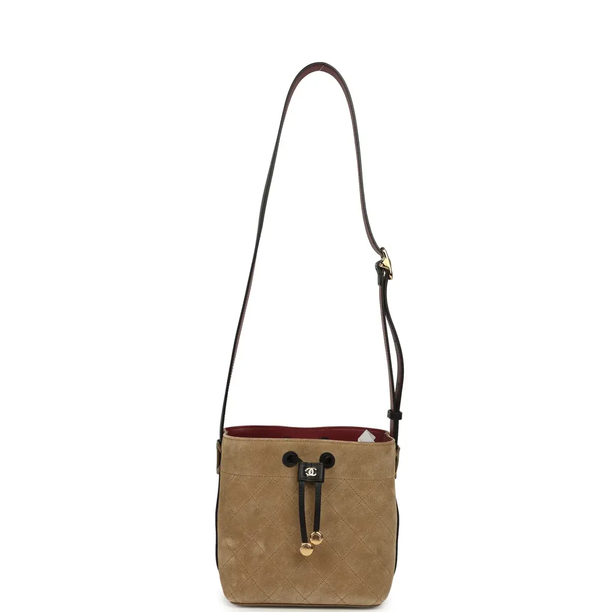 Chanel Chanel "CC Loop" Bucket Bag with Leather Strap Dark Beige Suede, Black Leather Gold Hardware | Thumbnail 6