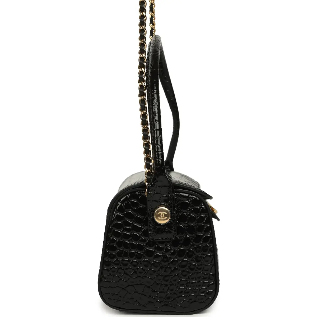 Chanel Chanel Barrel Clutch Bag with Chain Black Croc Embossed Calfskin Gold Hardware | Thumbnail 3 Chanel Chanel Barrel Clutch Bag with Chain Black Croc Embossed Calfskin Gold Hardware | Thumbnail 3