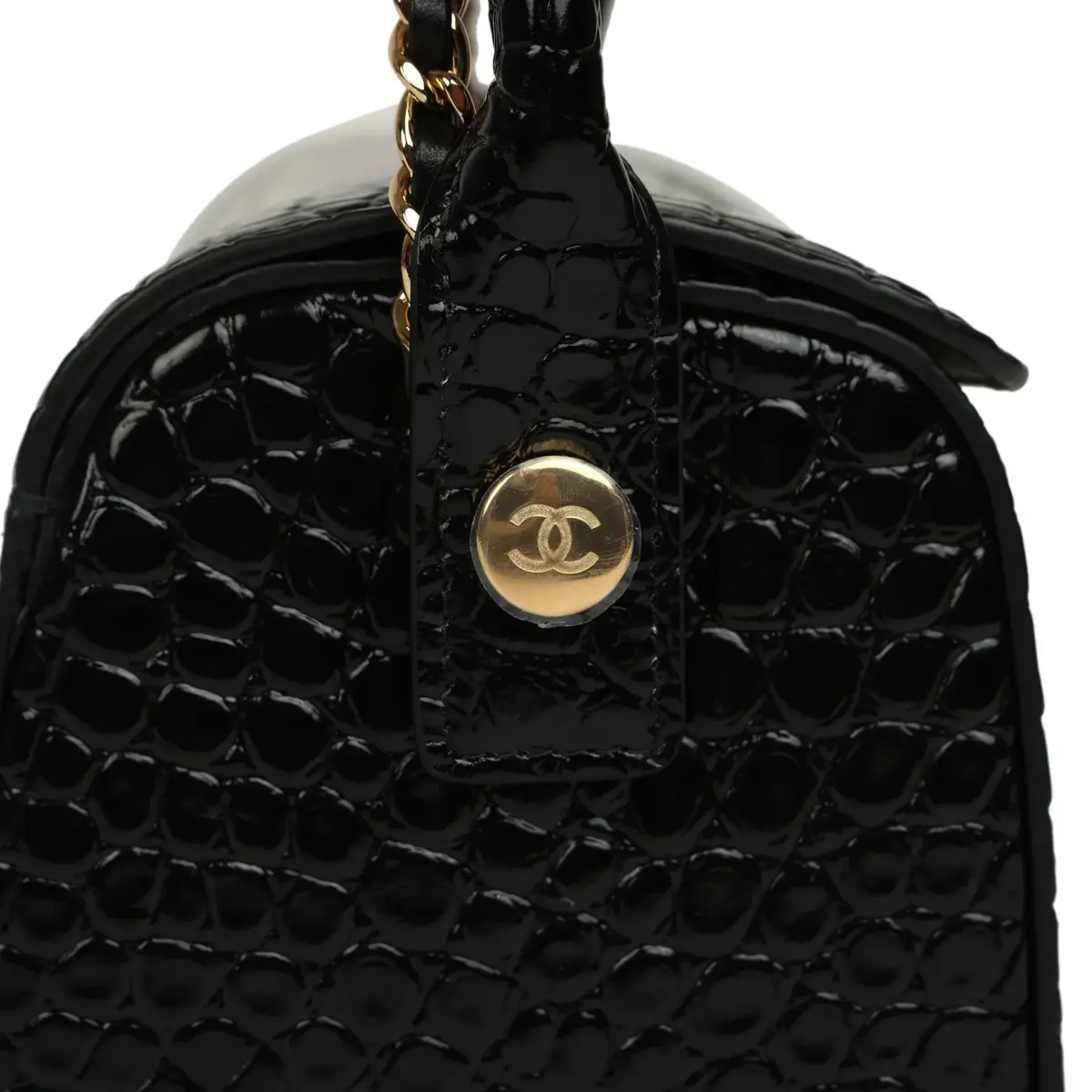 Chanel Chanel Barrel Clutch Bag with Chain Black Croc Embossed Calfskin Gold Hardware | Thumbnail 4 Chanel Chanel Barrel Clutch Bag with Chain Black Croc Embossed Calfskin Gold Hardware | Thumbnail 4