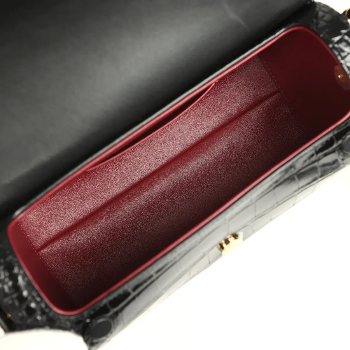 Chanel Chanel Barrel Clutch Bag with Chain Black Croc Embossed Calfskin Gold Hardware | Thumbnail 9 Chanel Chanel Barrel Clutch Bag with Chain Black Croc Embossed Calfskin Gold Hardware | Thumbnail 9