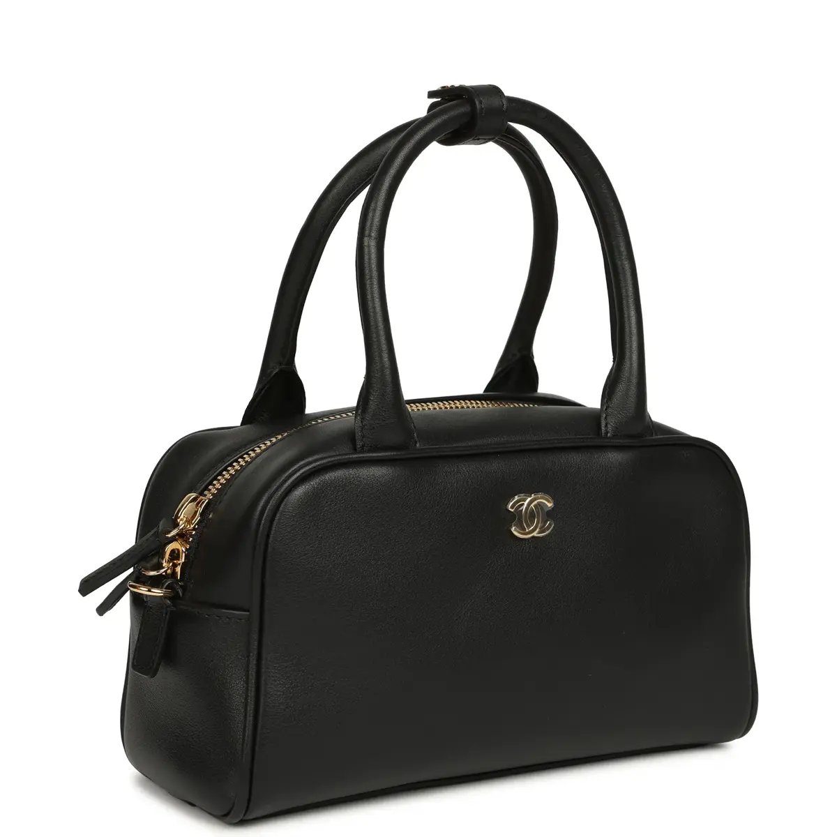 Chanel Chanel Mini Bowling Bag with Strap Black Calfskin Gold Hardware | Thumbnail 2 Chanel Chanel Mini Bowling Bag with Strap Black Calfskin Gold Hardware | Thumbnail 2