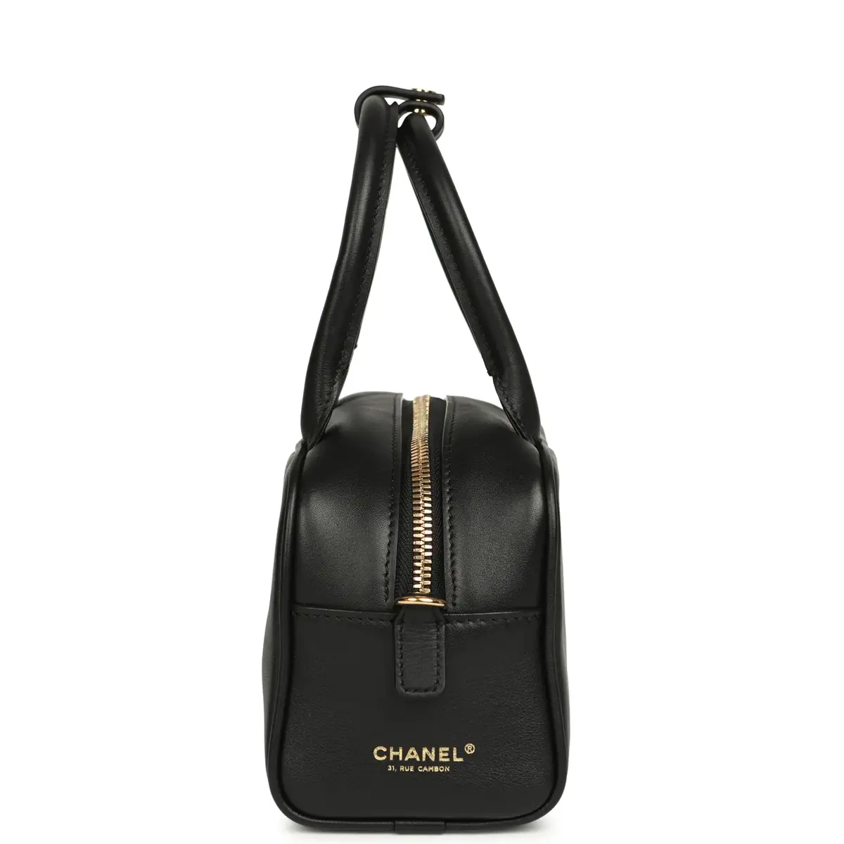 Chanel Chanel Mini Bowling Bag with Strap Black Calfskin Gold Hardware | Thumbnail 5 Chanel Chanel Mini Bowling Bag with Strap Black Calfskin Gold Hardware | Thumbnail 5
