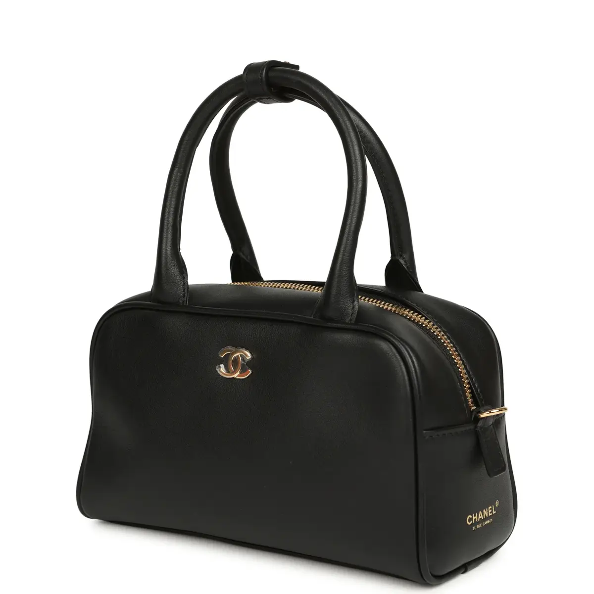 Chanel Chanel Mini Bowling Bag with Strap Black Calfskin Gold Hardware | Thumbnail 6 Chanel Chanel Mini Bowling Bag with Strap Black Calfskin Gold Hardware | Thumbnail 6