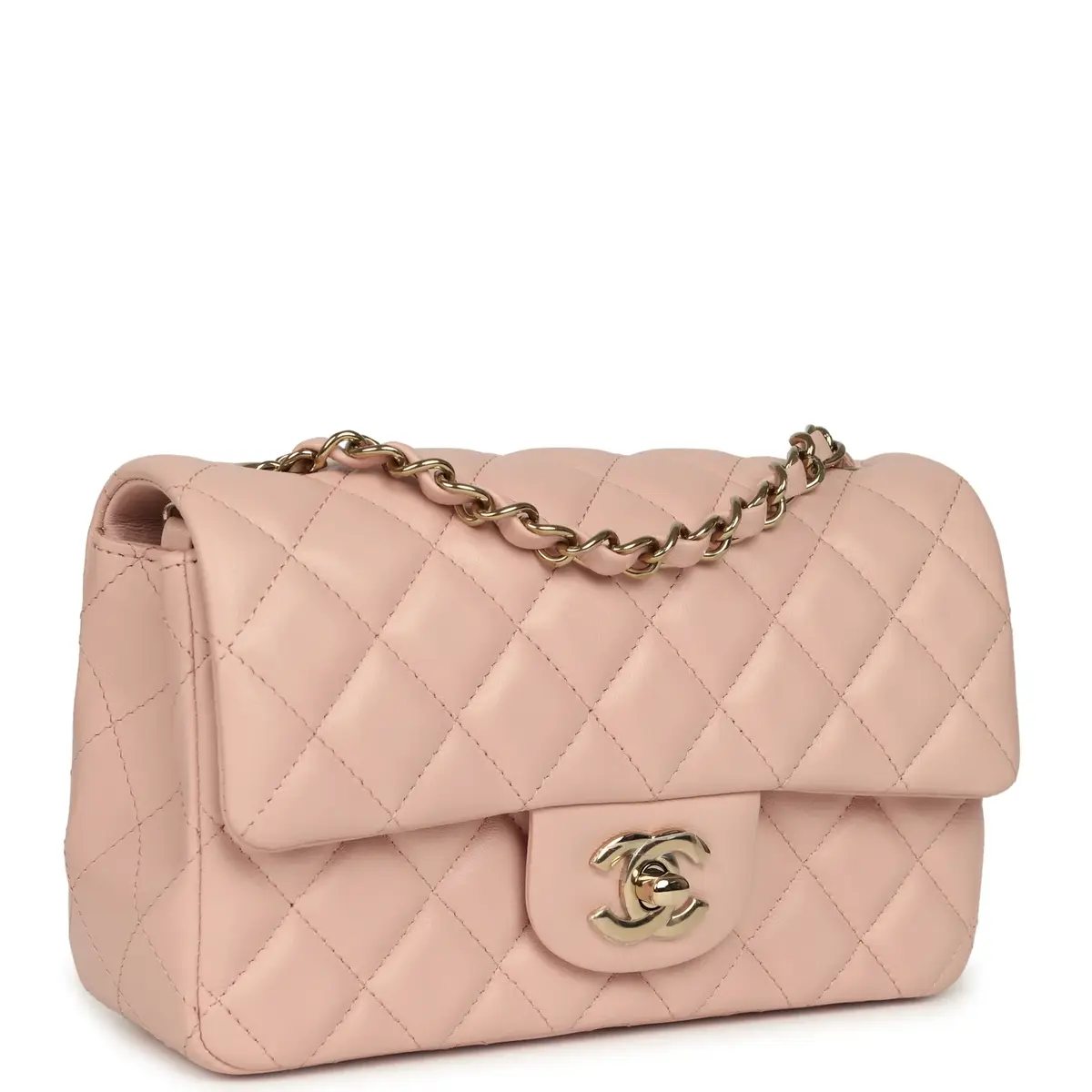 Chanel Chanel Mini Classic Rectangular Flap Bag Light Pink Lambskin Light Gold Hardware | Thumbnail 2