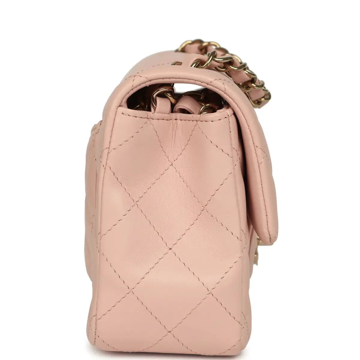 Chanel Chanel Mini Classic Rectangular Flap Bag Light Pink Lambskin Light Gold Hardware | Thumbnail 3