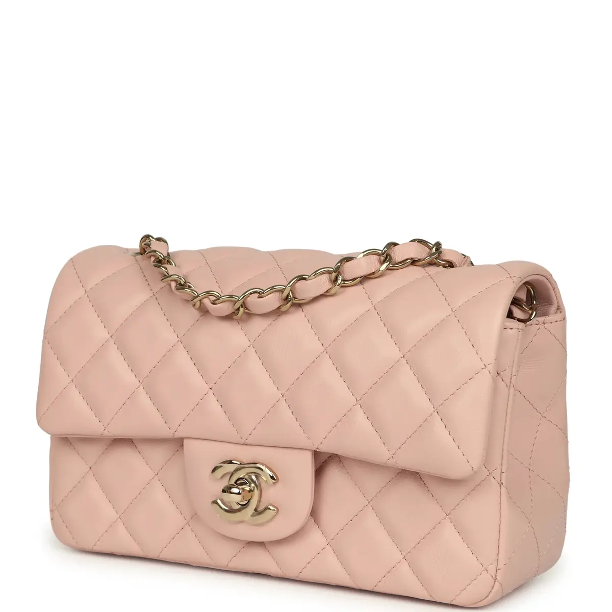 Chanel Chanel Mini Classic Rectangular Flap Bag Light Pink Lambskin Light Gold Hardware | Thumbnail 5