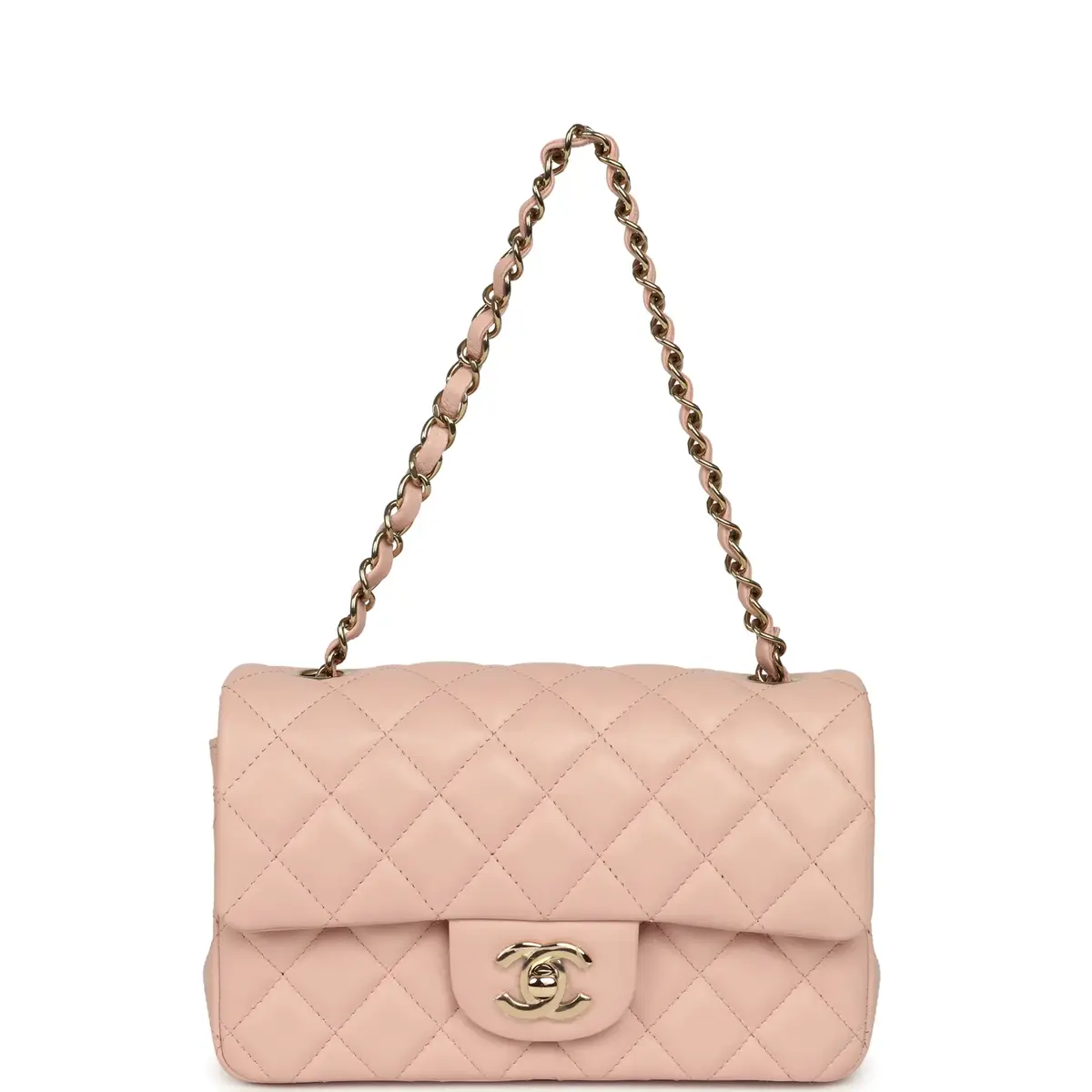 Chanel Chanel Mini Classic Rectangular Flap Bag Light Pink Lambskin Light Gold Hardware | Thumbnail 7