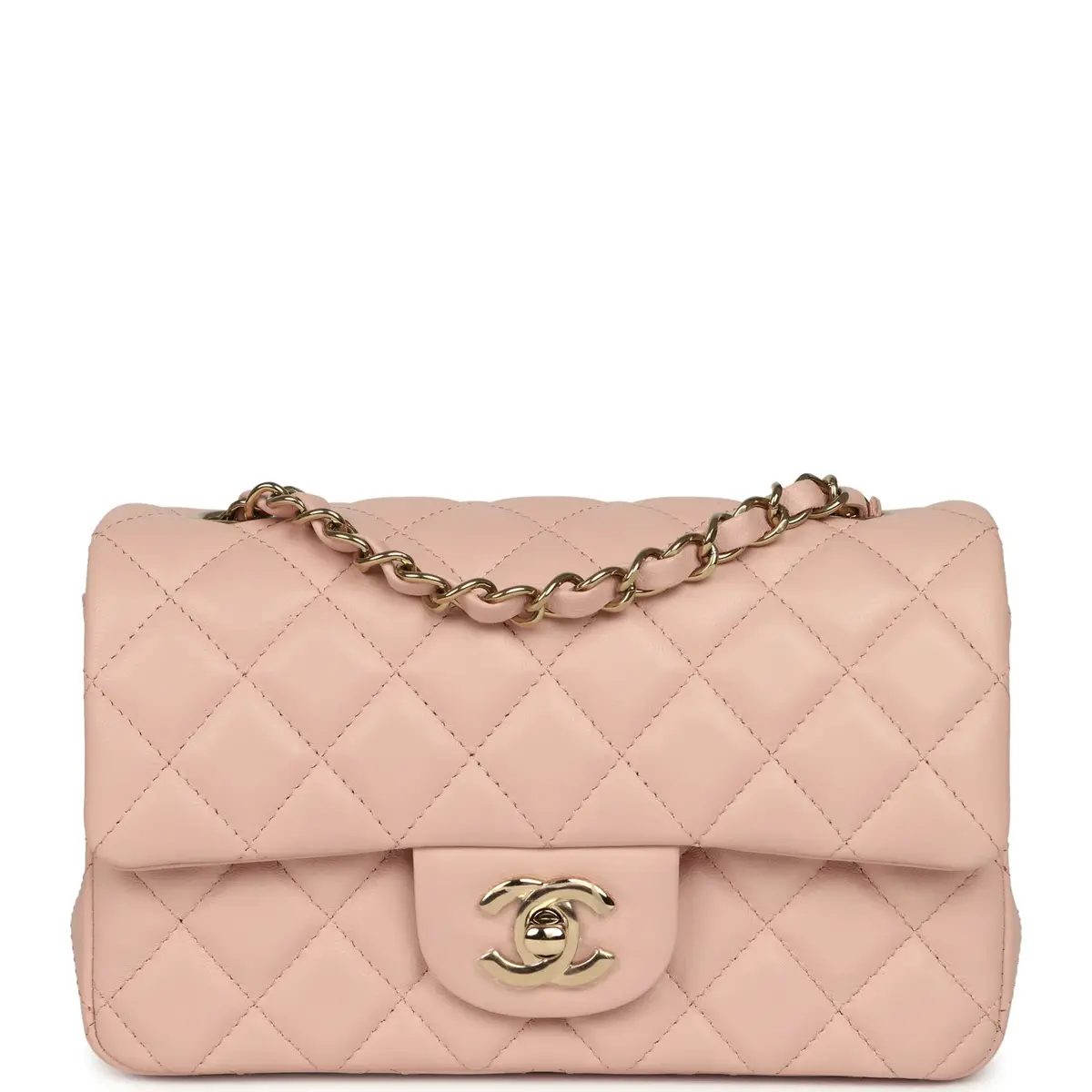 Chanel Chanel Mini Classic Rectangular Flap Bag Light Pink Lambskin Light Gold Hardware | Image 1 Chanel Chanel Mini Classic Rectangular Flap Bag Light Pink Lambskin Light Gold Hardware | Image 1