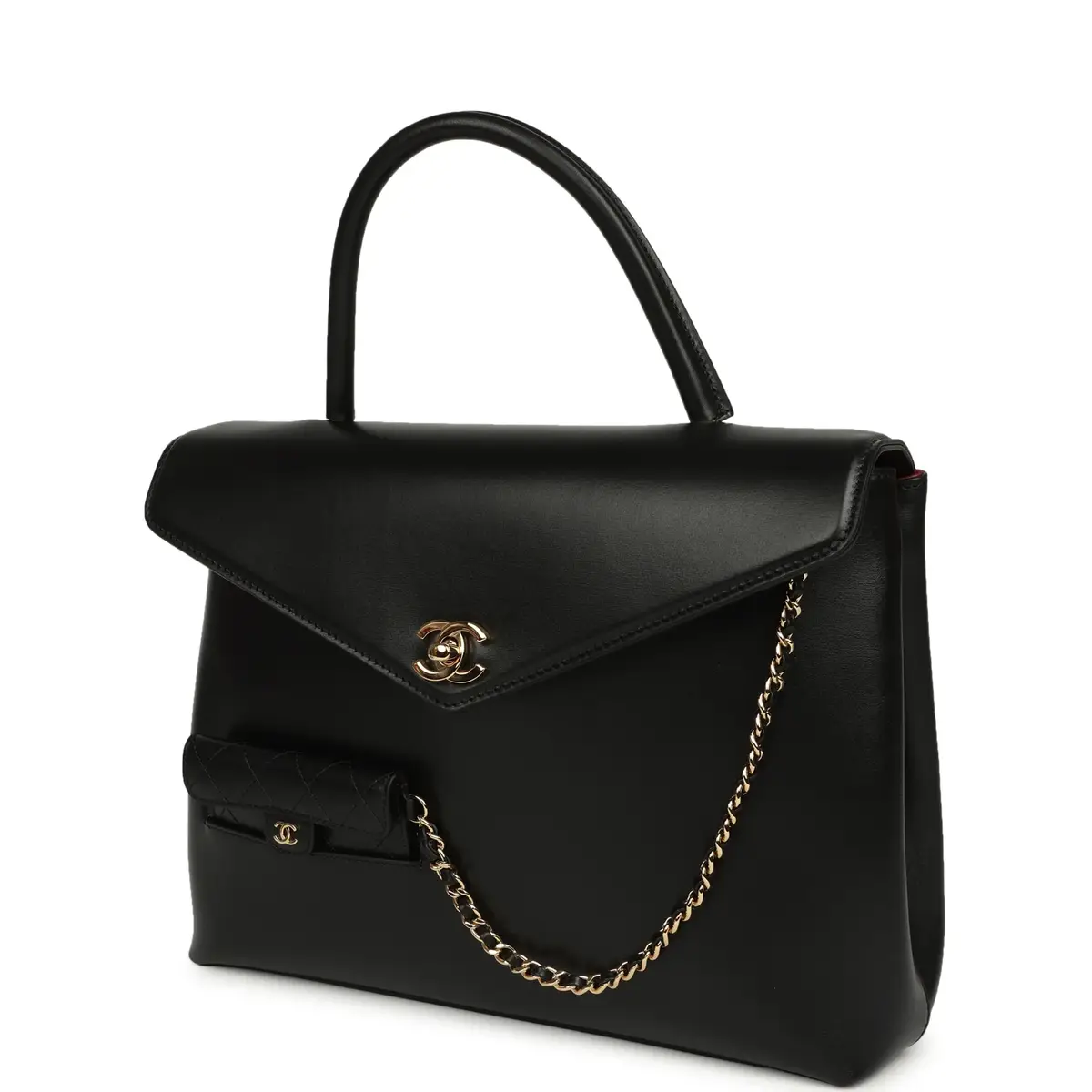 Chanel Chanel Top Handle Envelope Flap Bag Black Calfskin Gold Hardware | Thumbnail 5 Chanel Chanel Top Handle Envelope Flap Bag Black Calfskin Gold Hardware | Thumbnail 5