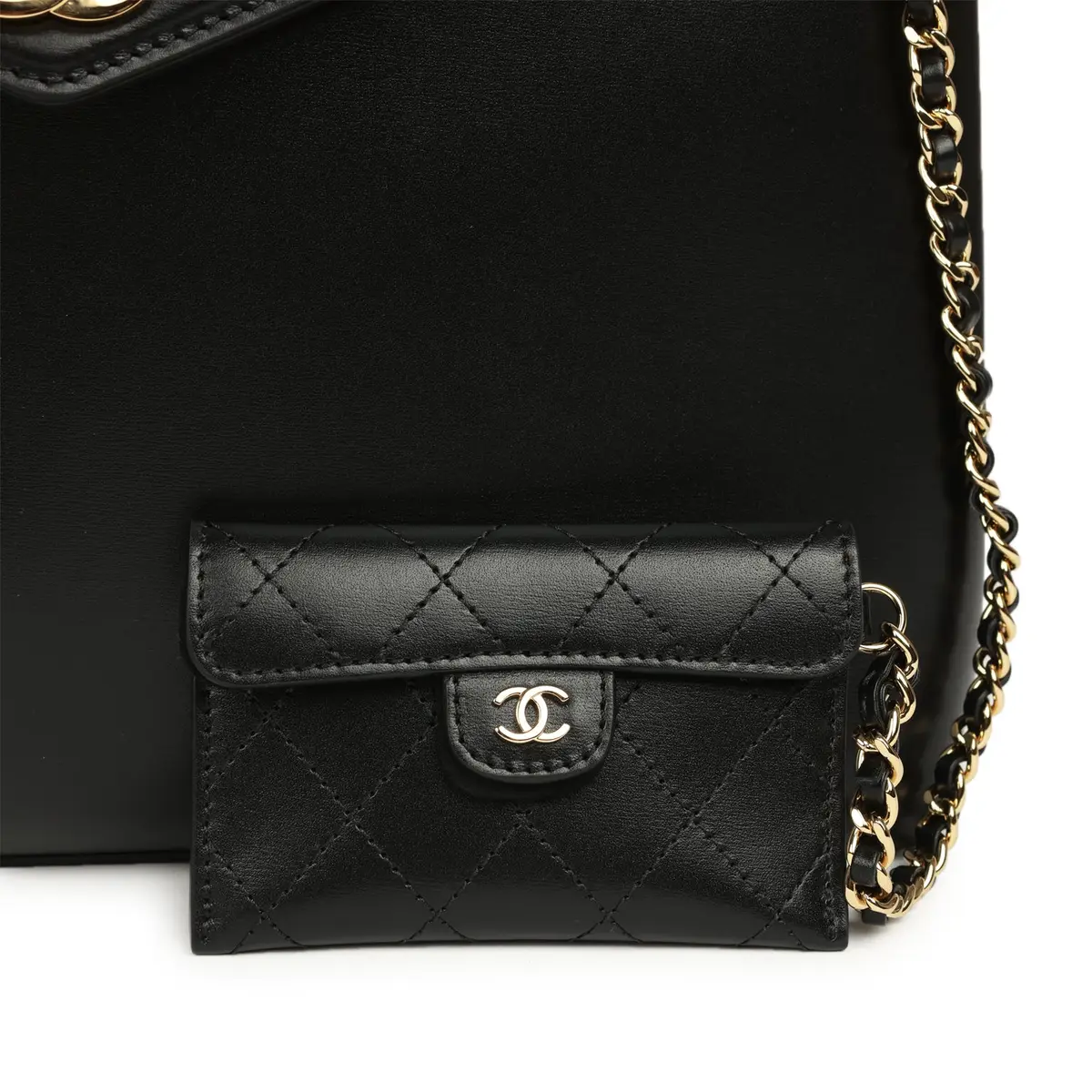 Chanel Chanel Top Handle Envelope Flap Bag Black Calfskin Gold Hardware | Thumbnail 7 Chanel Chanel Top Handle Envelope Flap Bag Black Calfskin Gold Hardware | Thumbnail 7