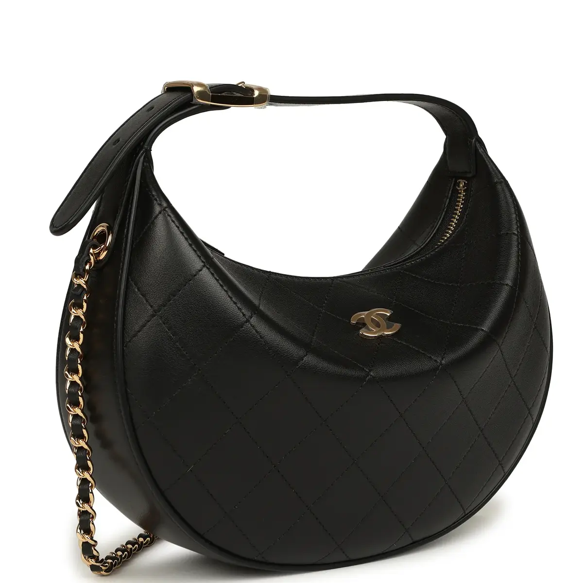 Chanel Chanel Top Handle Soft Hobo with Chain Black Lambskin Gold Hardware | Thumbnail 2 Chanel Chanel Top Handle Soft Hobo with Chain Black Lambskin Gold Hardware | Thumbnail 2