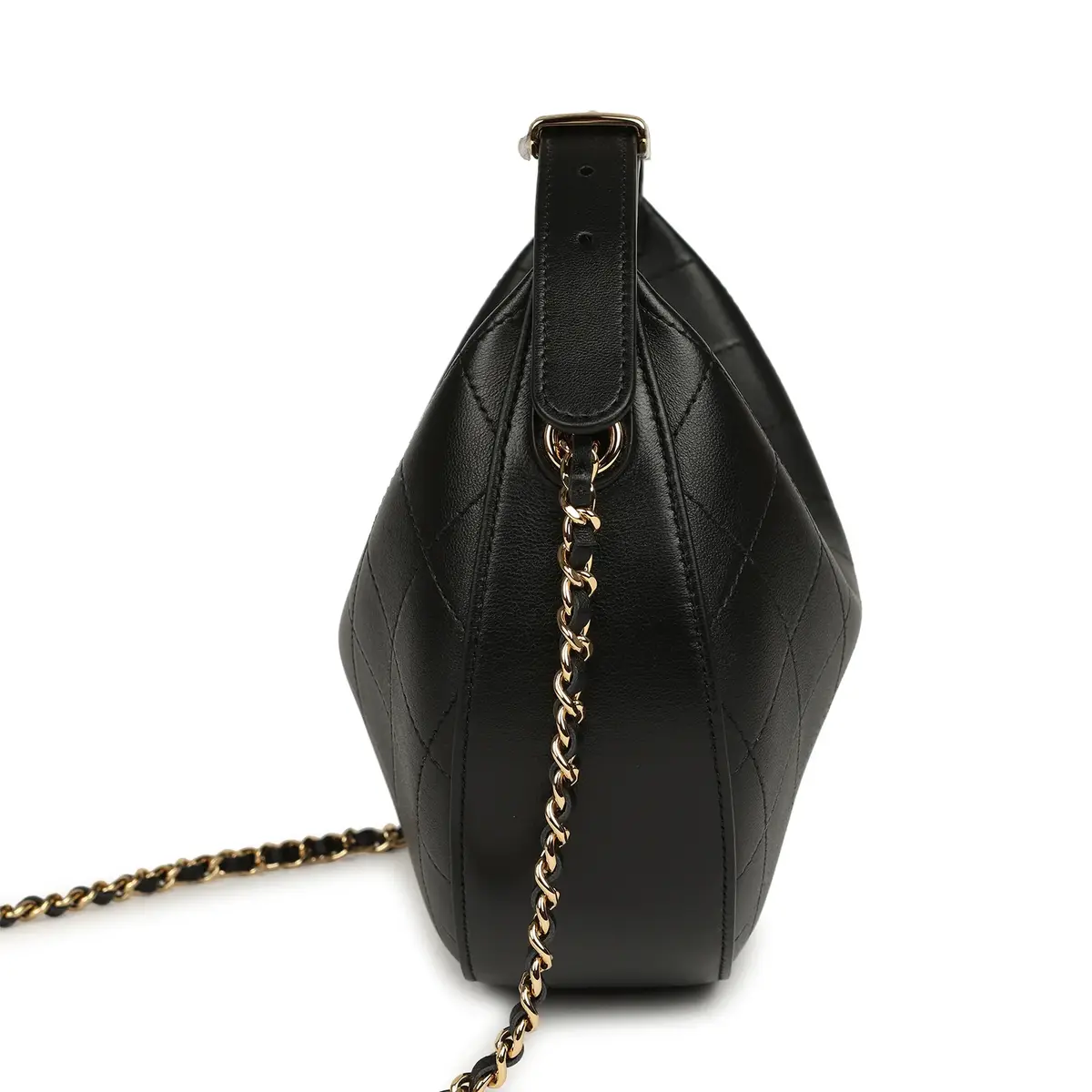 Chanel Chanel Top Handle Soft Hobo with Chain Black Lambskin Gold Hardware | Thumbnail 3 Chanel Chanel Top Handle Soft Hobo with Chain Black Lambskin Gold Hardware | Thumbnail 3