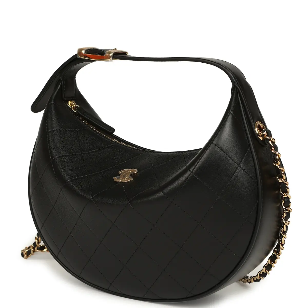 Chanel Chanel Top Handle Soft Hobo with Chain Black Lambskin Gold Hardware | Thumbnail 5 Chanel Chanel Top Handle Soft Hobo with Chain Black Lambskin Gold Hardware | Thumbnail 5