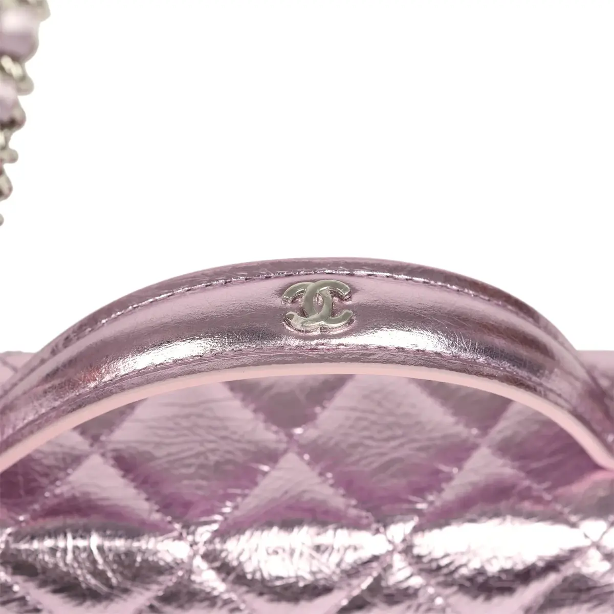 Chanel Chanel Trendy Top Handle Long Vanity Case with Chain Pink Metallic Calfskin Silver Hardware | Thumbnail 8 Chanel Chanel Trendy Top Handle Long Vanity Case with Chain Pink Metallic Calfskin Silver Hardware | Thumbnail 8