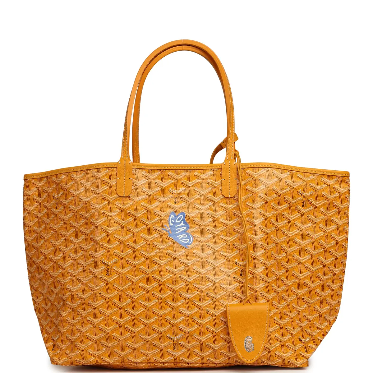 goyard Goyard Goyardine Yellow Hand Painted "Butterfly" Saint Louis PM Tote Palladium Hardware | Image 1 goyard Goyard Goyardine Yellow Hand Painted "Butterfly" Saint Louis PM Tote Palladium Hardware | Image 1