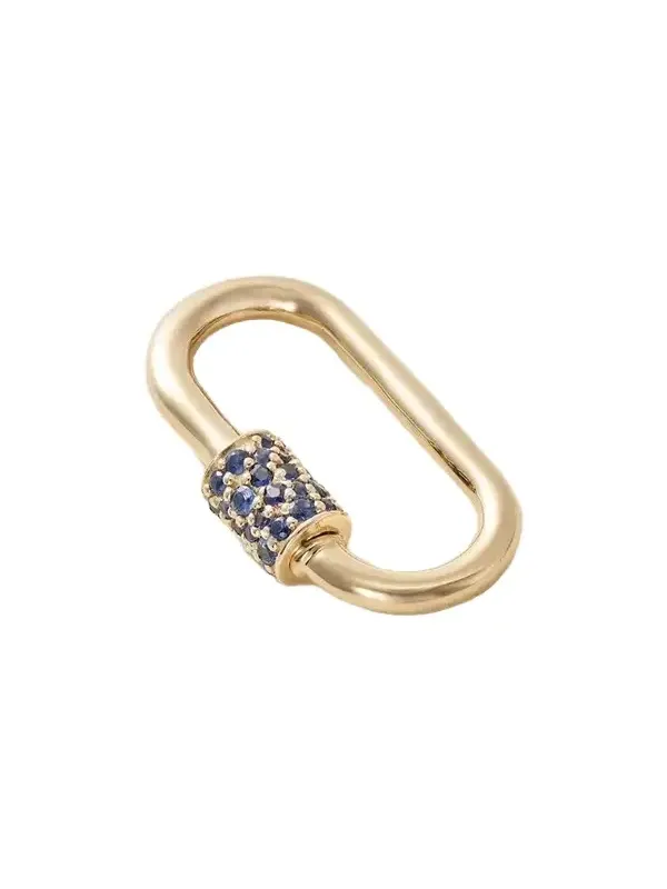 Stoned Medium Lock 14-karat Gold Sapphire Pendant