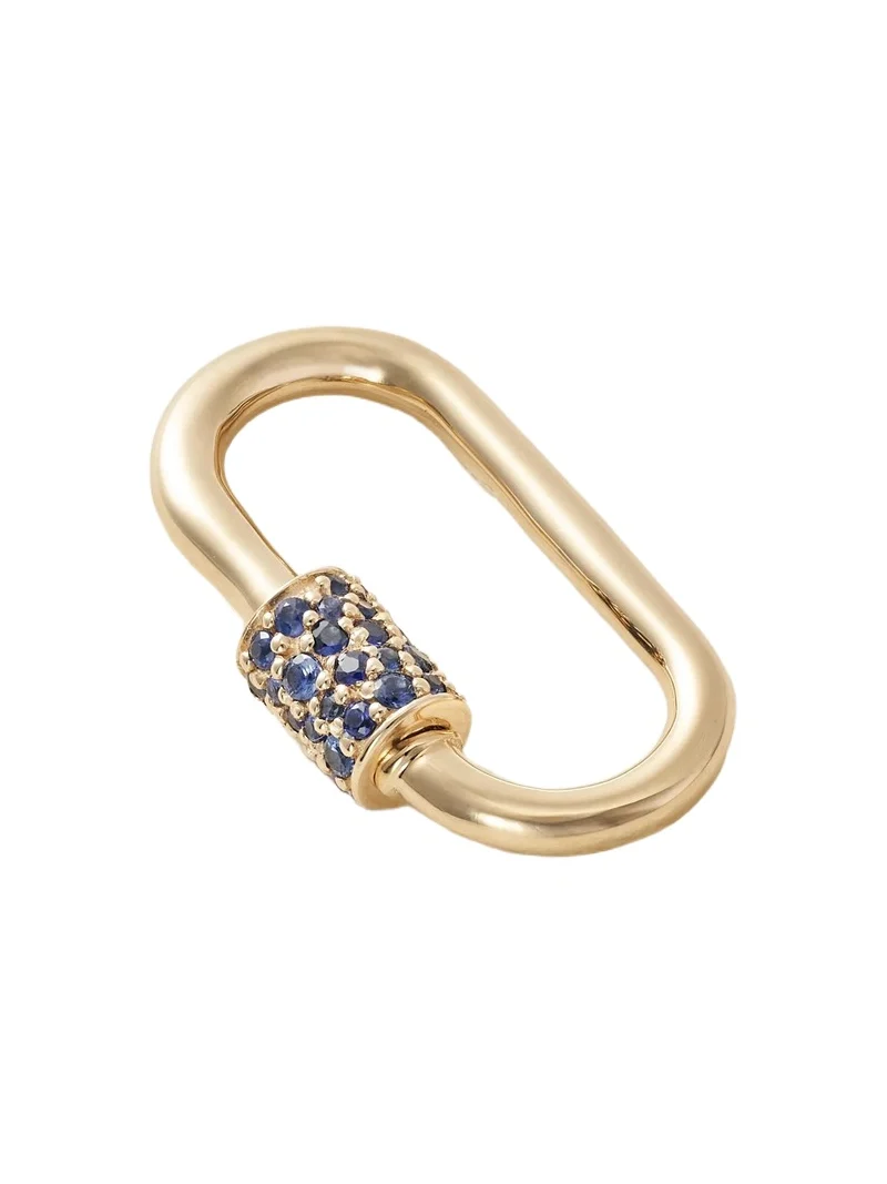 Marla Aaron Stoned Medium Lock 14-karat Gold Sapphire Pendant
