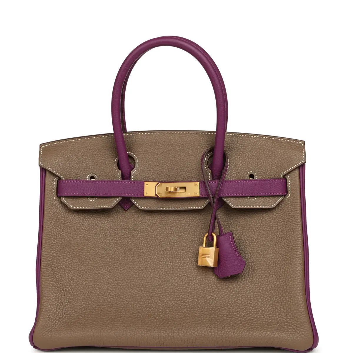 HERMÈS Hermes Special Order (HSS) Birkin 30 Etoupe, Anemone Togo Brushed Gold Hardware | Image 1 HERMÈS Hermes Special Order (HSS) Birkin 30 Etoupe, Anemone Togo Brushed Gold Hardware | Image 1