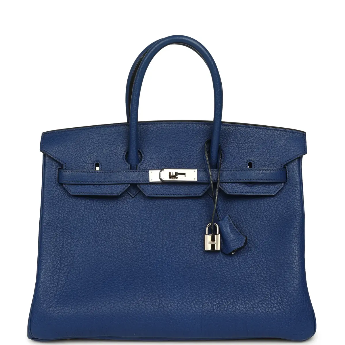 HERMÈS Vintage Hermes Birkin 35 Bleu Saphir Fjord Palladium Hardware
