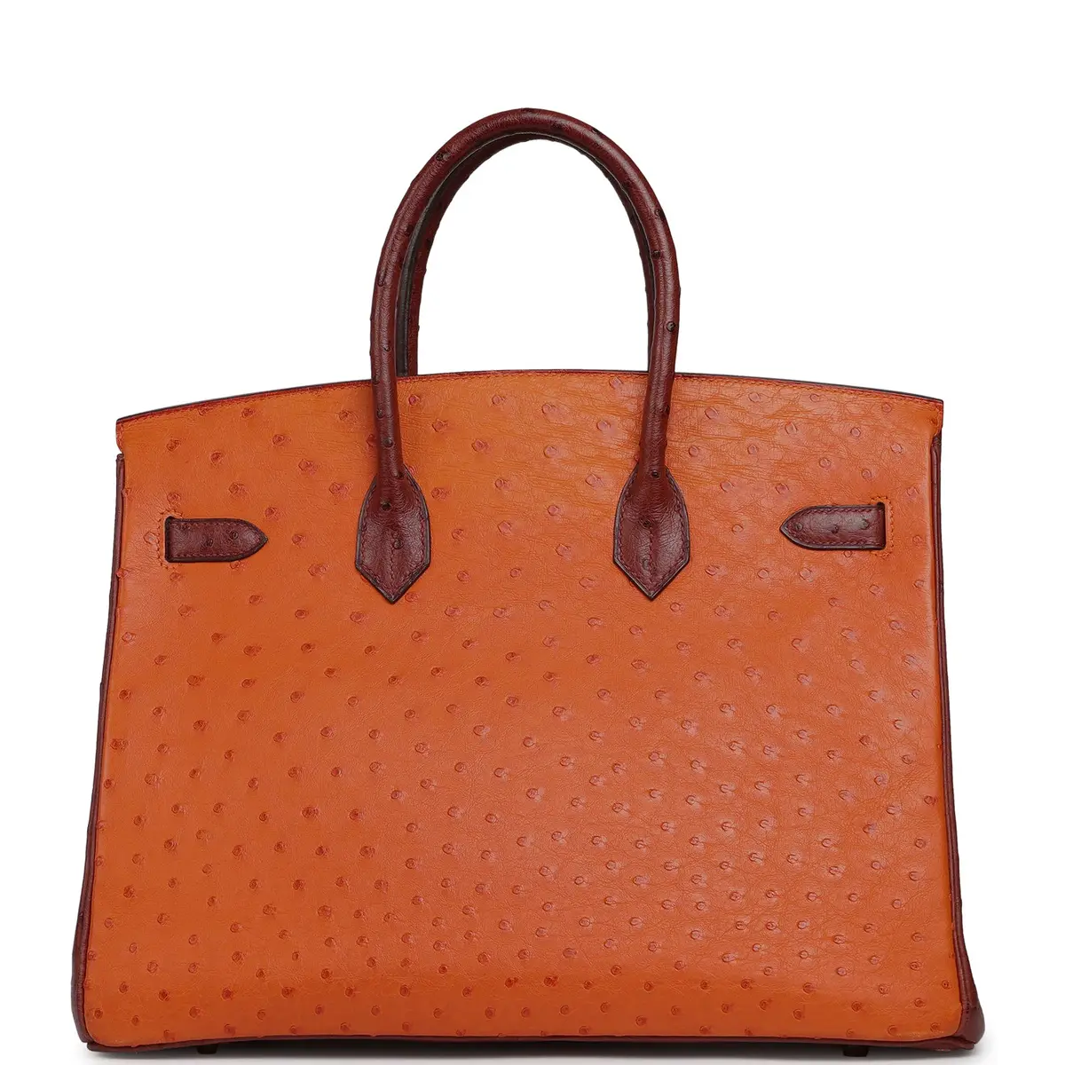 HERMÈS Vintage Hermes Birkin 35 Tangerine, Rouge H, Rouge Vif Ostrich Gold Hardware | Thumbnail 3 HERMÈS Vintage Hermes Birkin 35 Tangerine, Rouge H, Rouge Vif Ostrich Gold Hardware | Thumbnail 3