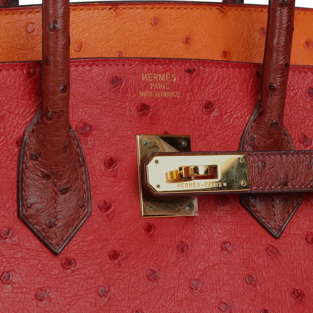 HERMÈS Vintage Hermes Birkin 35 Tangerine, Rouge H, Rouge Vif Ostrich Gold Hardware | Thumbnail 7 HERMÈS Vintage Hermes Birkin 35 Tangerine, Rouge H, Rouge Vif Ostrich Gold Hardware | Thumbnail 7
