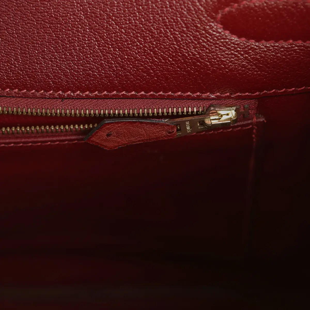 HERMÈS Vintage Hermes Birkin 35 Tangerine, Rouge H, Rouge Vif Ostrich Gold Hardware | Thumbnail 8 HERMÈS Vintage Hermes Birkin 35 Tangerine, Rouge H, Rouge Vif Ostrich Gold Hardware | Thumbnail 8