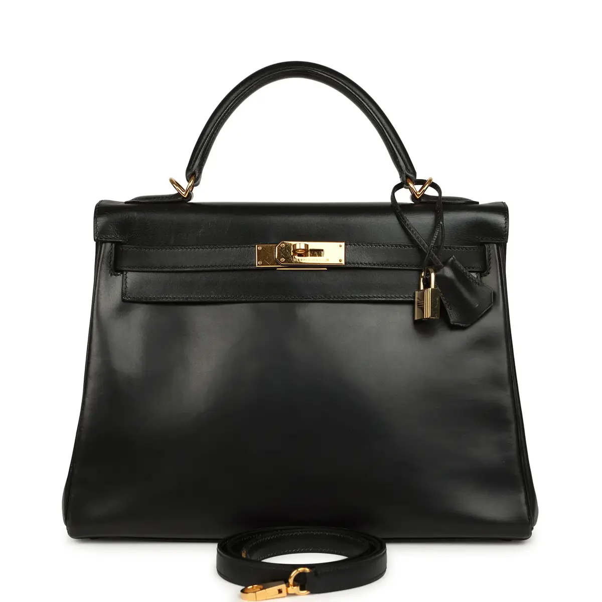HERMÈS Vintage Hermes Kelly Retourne 32 Black Box Gold Hardware | Image 1 HERMÈS Vintage Hermes Kelly Retourne 32 Black Box Gold Hardware | Image 1
