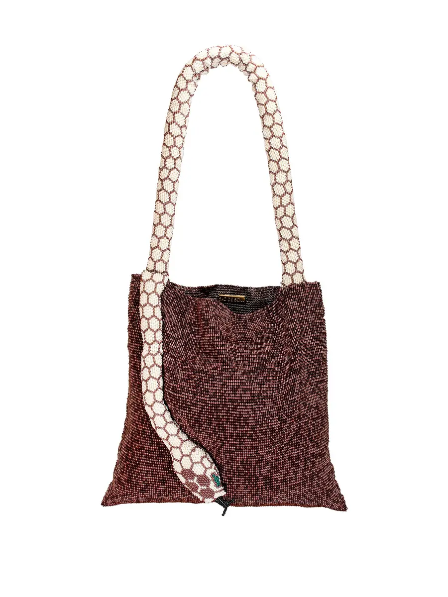 SAC DE SOUL Burgundy and Cream Large Serpent Bag | Image 1 SAC DE SOUL Burgundy and Cream Large Serpent Bag | Image 1