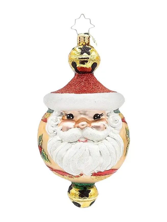 Christopher Radko Whimsical Santa Holly Jingle Joy Glass Ornament