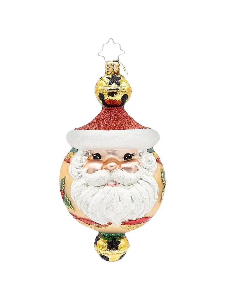 Christopher Radko Whimsical Santa Holly Jingle Joy Glass Ornament