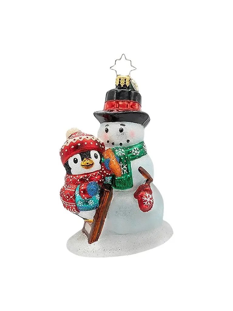 Christopher Radko Whimsical Snowman A Flurry Of Friendship Ornament