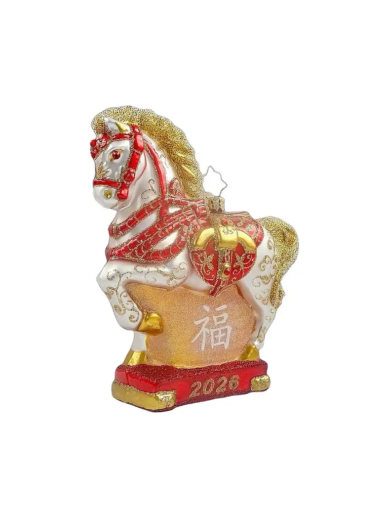 Christopher Radko 2026 Year Of The Horse Glass Ornament | Image 1 Christopher Radko 2026 Year Of The Horse Glass Ornament | Image 1